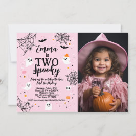 Invitación Two Spooky Pink Halloween Invite with Photo