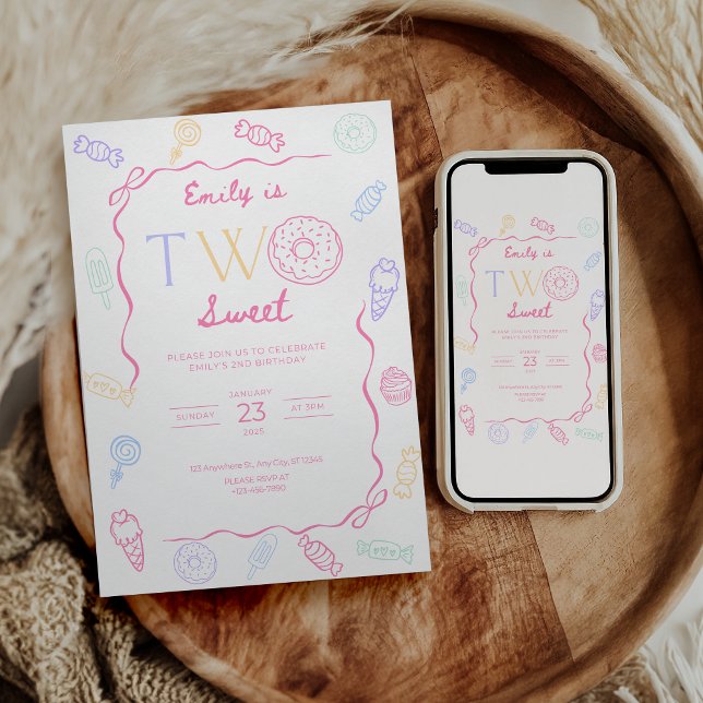 Invitación Two Sweet Birthday Invitation Sweet 2nd Birthday  (Subido por el creador)