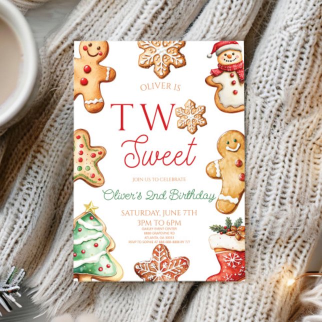 Invitación Two Sweet Gingerbread Cookie 2nd Birthday Party (Subido por el creador)