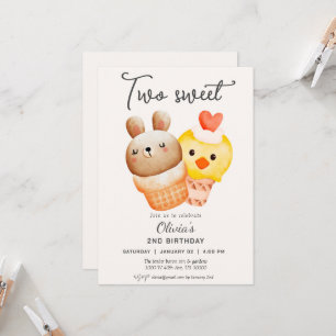 Invitación Two sweet ice cream second birthday