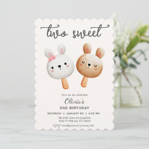 Invitación Two sweet ice cream second birthday