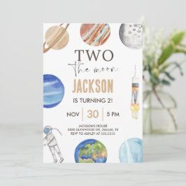 Invitación Two The Moon | Modern Space 2nd Birthday Décor