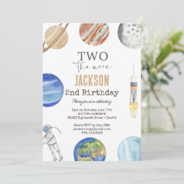 Invitación Two The Moon | Modern Space 2nd Birthday Décor