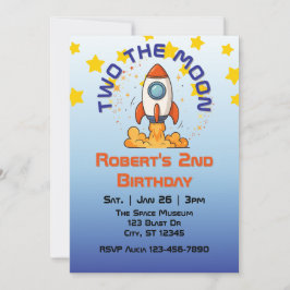 Invitación Two The Moon, Rocket 2nd Birthday Invitation