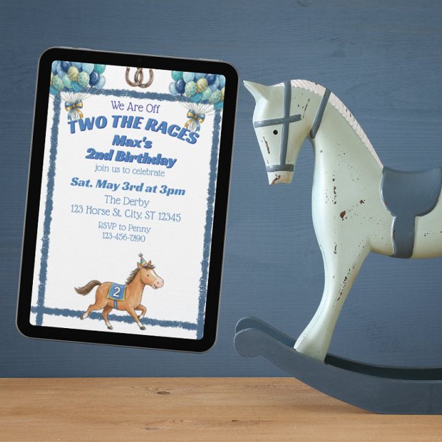 Invitación Two The Races, Blue Horse 2nd Birthday (Subido por el creador)