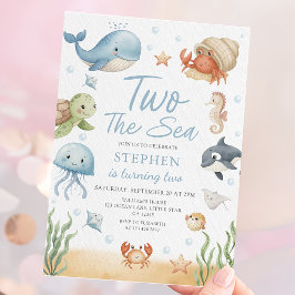 Invitación Two The Sea Is Turning Two Ocean Animals Birthday
