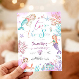 Invitación Two The Sea Mermaid Under The Sea 2nd Birthday