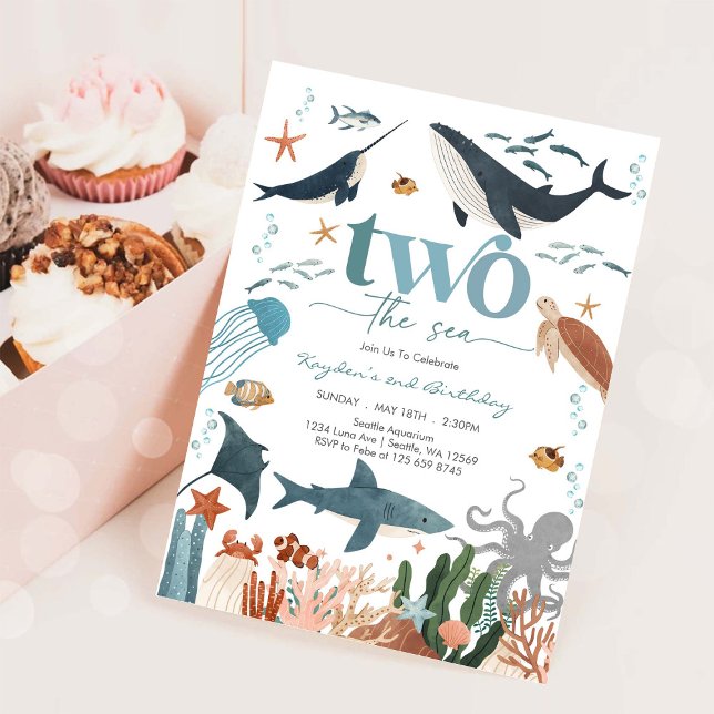Invitación Two The Sea Under The Sea 2nd Birthday Invitation (Subido por el creador)