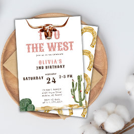 Invitación Two The West Pink Western Rodeo Cumpleaños 2