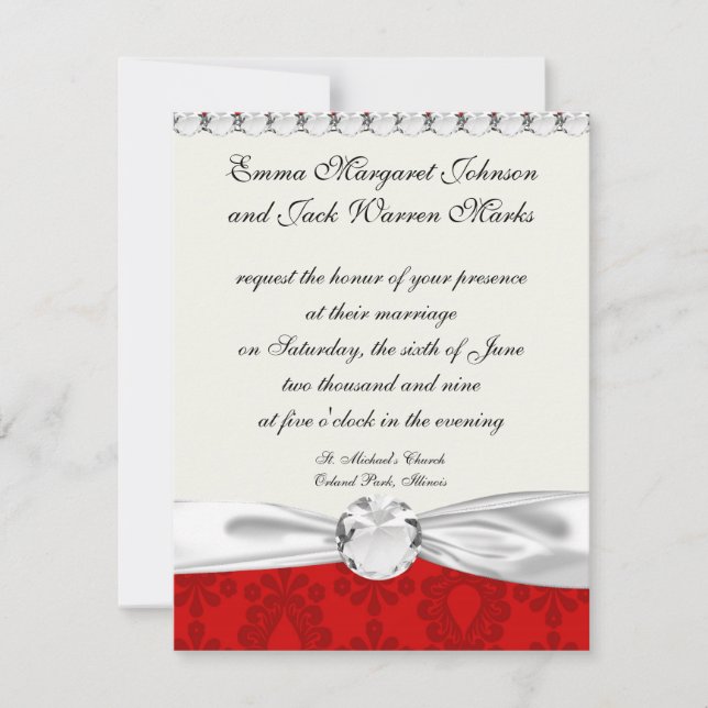 Invitación two tone red damask (Anverso)