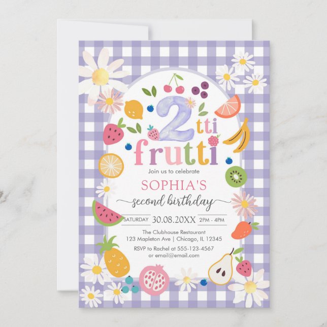 Invitación Two-tti Frutti Twotti Fruit Tropical 2nd Birthday  (Anverso)