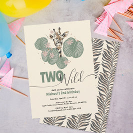 Invitación  Two Wild Cute Giraffe Animal Birthday Party