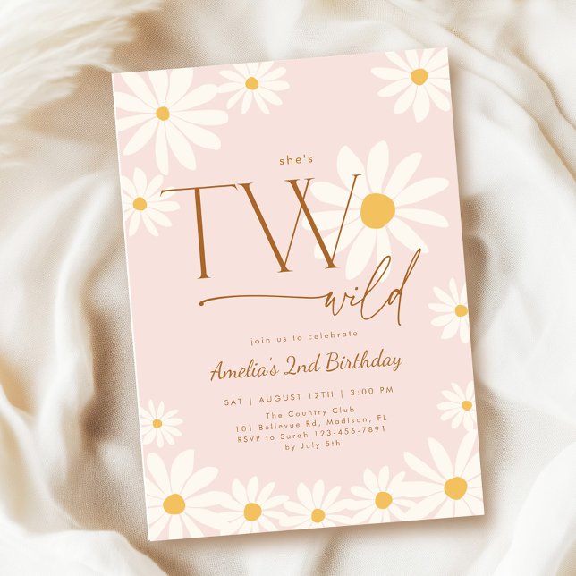 Invitación TWO Wild Daisy Floral 2nd Birthday (Subido por el creador)