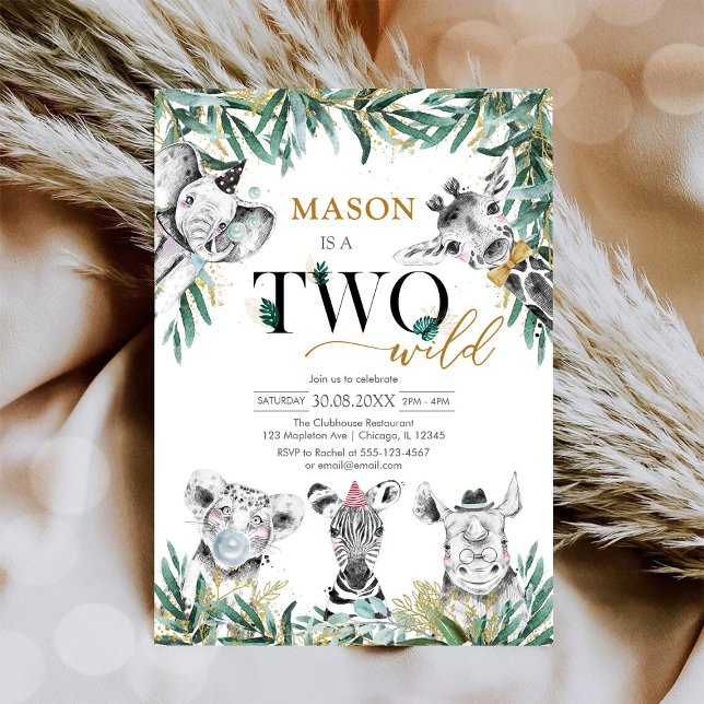 Invitación Two Wild Party Animals 2nd Birthday Invitation (Subido por el creador)
