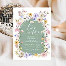 Invitación Two Wild Wildflower Animal 2nd Birthday Invitation