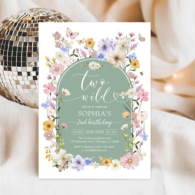 Invitación Two Wild Wildflower Animal 2nd Birthday Invitation (Subido por el creador)