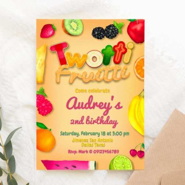 Invitación Twotti Fruitti - Frutos Nacimiento Amarillo (Subido por el creador)
