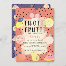 Invitación Twotti Frutti Fruit Naranja Purple 2º cumpleaños