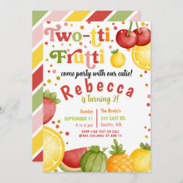 Invitación Twotti Frutti Fruity Divertido segundo cumpleaños