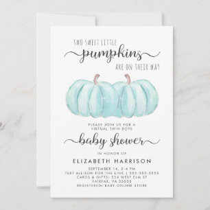 Invitación Twys Boys Blue Pumpkin Virtual Baby Shower