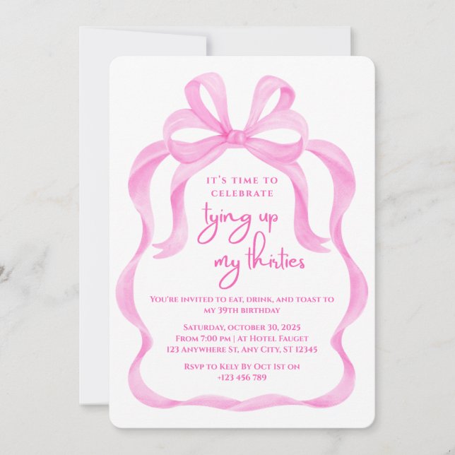 Invitación Tying My Thirties Birday Invitation (Anverso)
