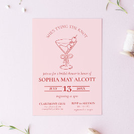 Invitación Tying the Knot Coquette Martini Bow Bridal Shower