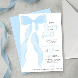Invitación Tying The Knot Elegant Blue Bow Bridal Shower