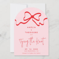 Tying the Knot Red Bow Photo Save the Date Card