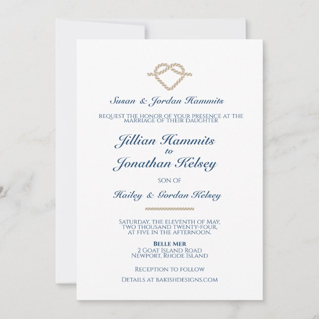 Invitación Tying the Knot - Wedding Invitation (Anverso)