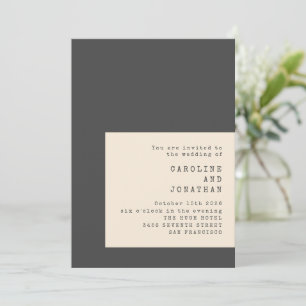 Invitación Typewriter Typography Black and White Boda