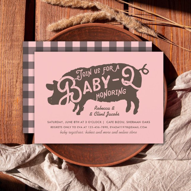 Invitación Typografía de época moderna para bebés Q BBQ Baby  (Subido por el creador)