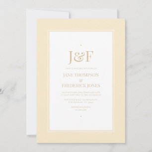 Invitación Typografía de moda Champagne y Boda de Marfil