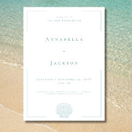 Invitación Typografía mínima Aqua y Boda de la cubierta blanc
