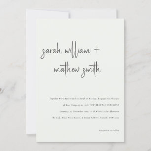 Invitación Typografía mínima de escritura blanca negra promet