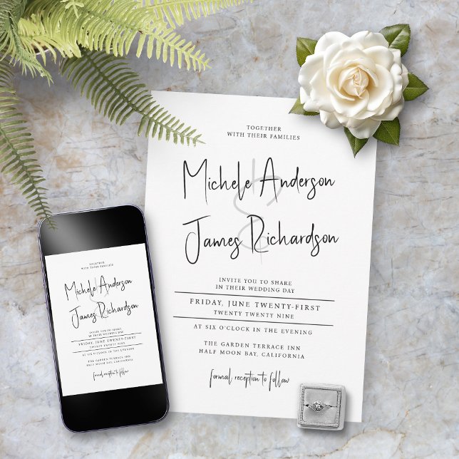 Invitación Typografía mínima de guión Boda formal (Subido por el creador)