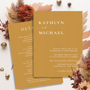 Invitación Typografía moderna de Honey Gold en un solo Boda