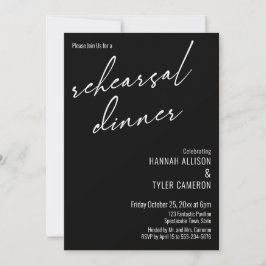 Invitación Typografía moderna Ensayo simple cena negro