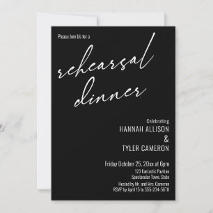 Invitación Typografía moderna Ensayo simple cena negro