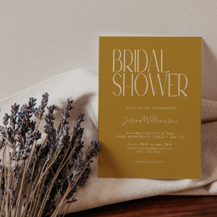 Invitación Typografía retro moderna ducha de novia amarilla