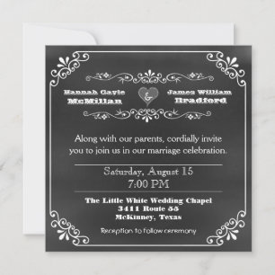 Invitación Typography Chalk Board Look Boda