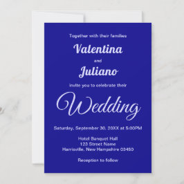 Invitación Typography Style Minimalist Dark Blue Wedding