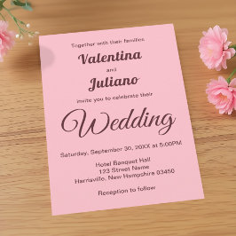 Invitación Typography Style Minimalist Pink Wedding