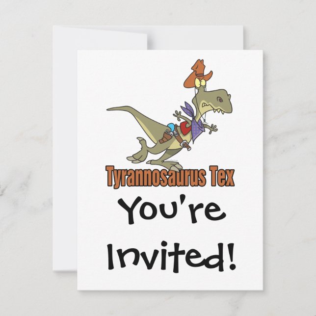 Invitación tyrannosauro rex tex cowboy dinosaur (Anverso)