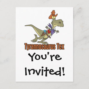 Invitación tyrannosauro rex tex cowboy dinosaur
