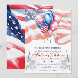 Invitación U.S. Military Retirement Patriotic Flag