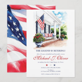 Invitación U.S. Military Retirement Patriotic Home Porch