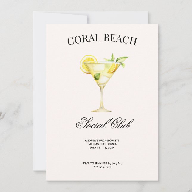 Invitación Ubicación del personalizado Club Social Lemon Cock (Anverso)