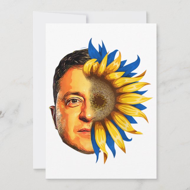 Invitación Ucrania del girasol Ucrania Zelenskyy de pie libre (Anverso)