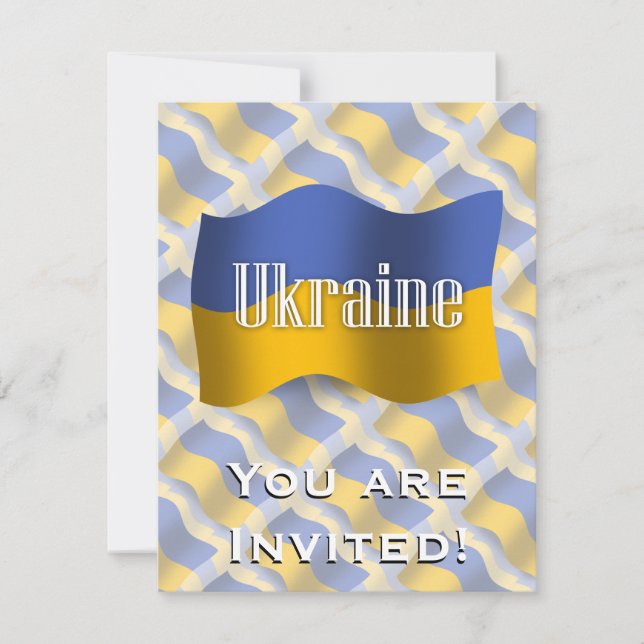Invitación Ucrania ondeando bandera (Anverso)