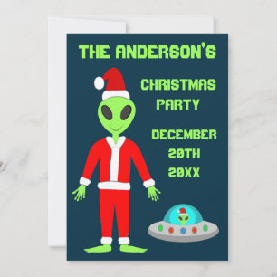Invitación UFO Ho Padre Personalizado alienígena de Navidad